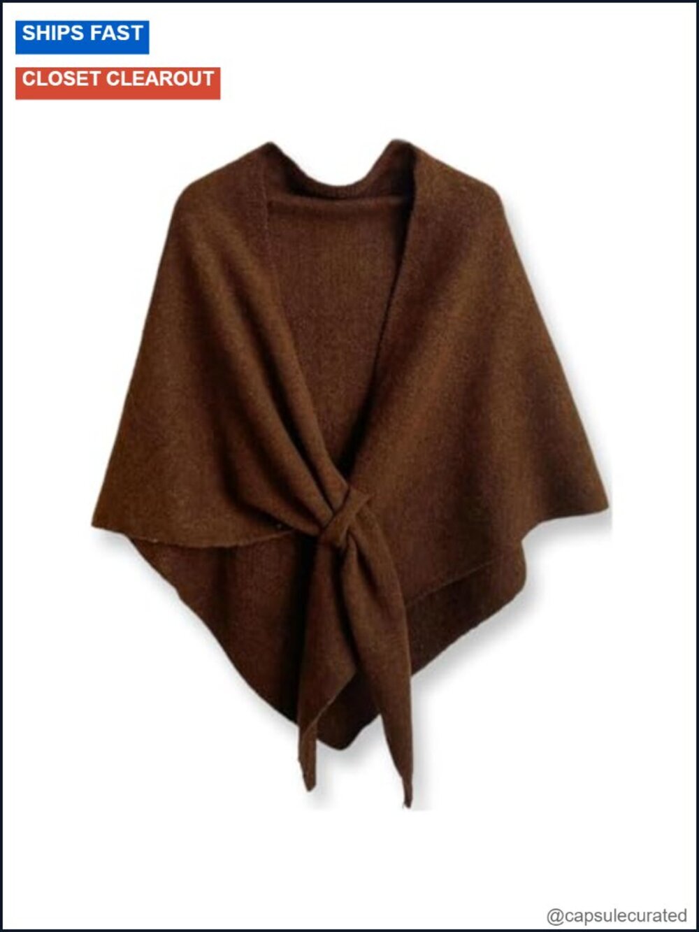Wool Blend Knitted Shawl Wrap Cardigan Cape Scarf